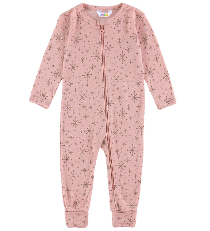 Joha Heldragt m. Fødder - Uld - Rosa m. Stjerner