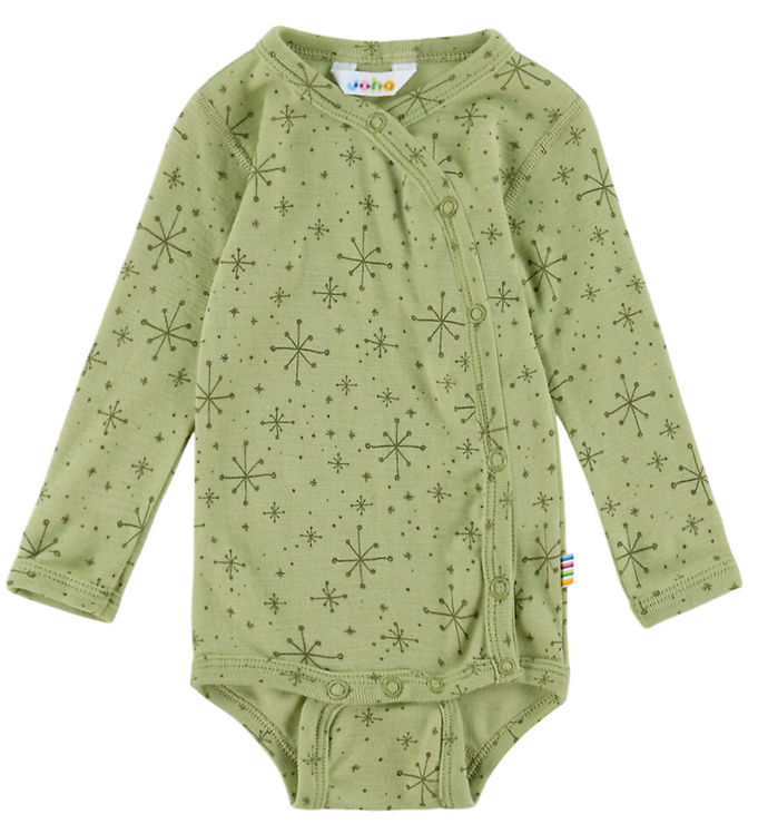 Joha Slå-om Body l/æ - Uld - Lys Olive m. Stjerner