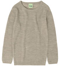 FUB Bluse - Rib - Strik - Uld - Oat Melange FUB Bluse - Rib - Strik - Uld - Oat Melange