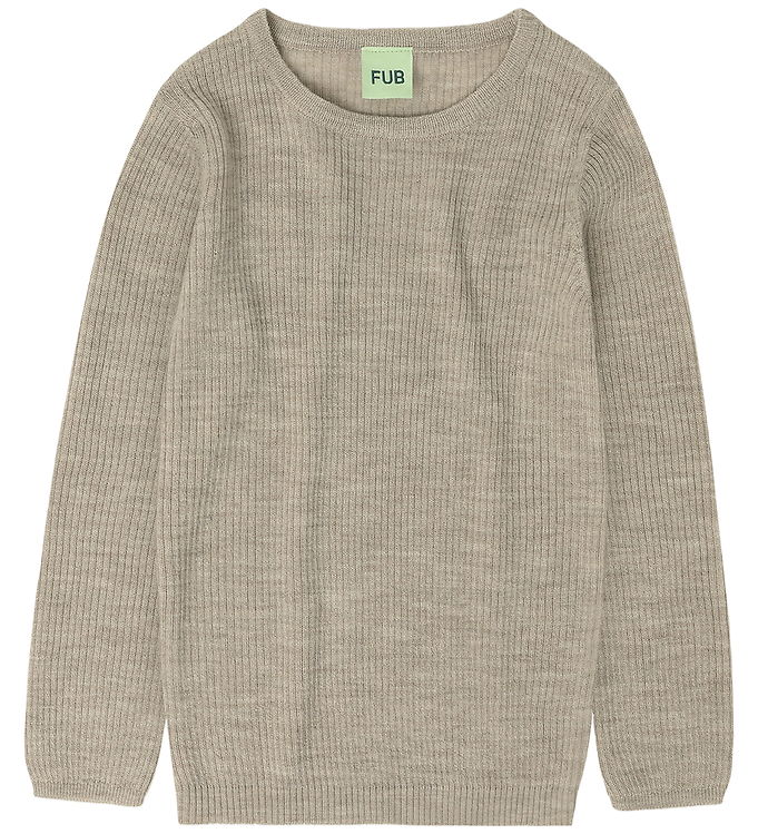 FUB Bluse - Rib - Strik - Uld - Oat Melange
