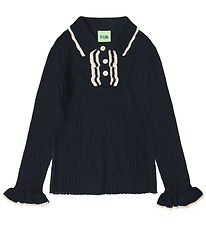FUB Polobluse - Rib - Strik - Uld - Dark Navy FUB Polobluse - Rib - Strik - Uld - Dark Navy