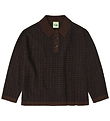 FUB Polobluse - Strik - Uld - Checked - Mocca/Dark Navy FUB Polobluse - Strik - Uld - Checked - Mocca/Dark Navy