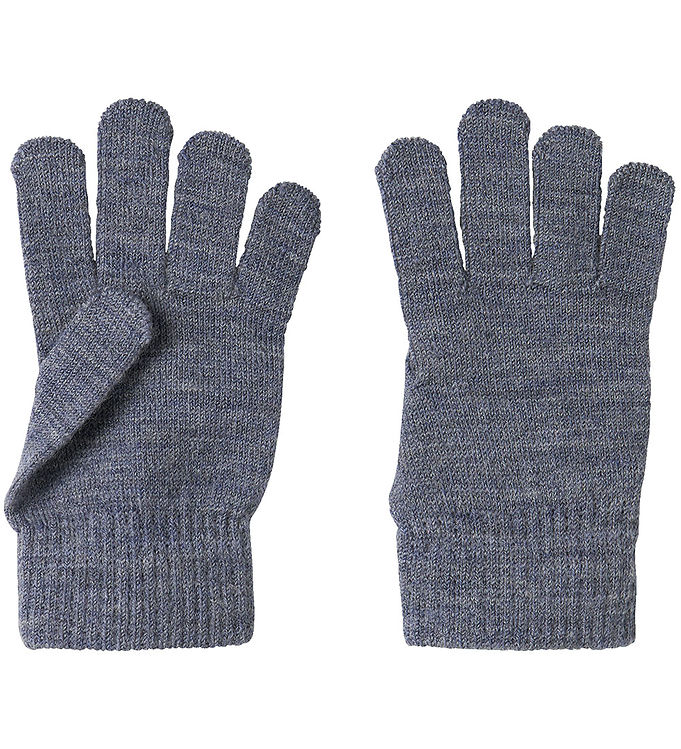Name It Fingervanter Folkstone Gray i Merinould - Str. 7-9y 122/134cm