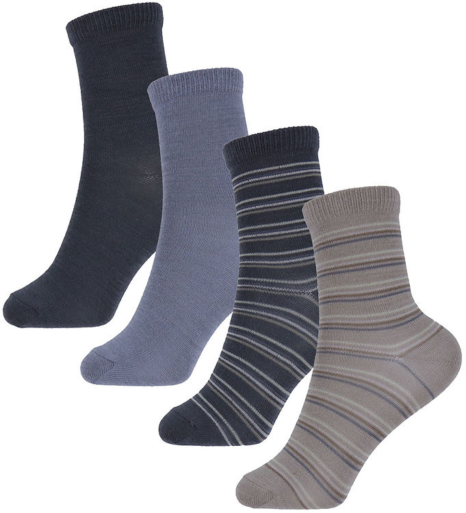 Name It Strømper Satellite/ombre Blue/folkstone Gray i Uld/bomuld (4-pak) - Str. 34/36