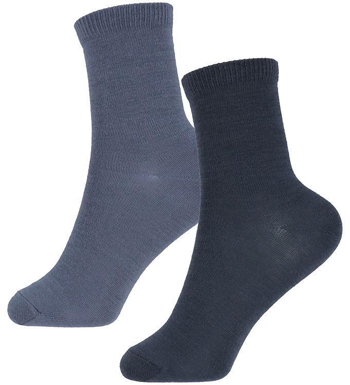 Name It Strømper Folkstone Gray/ombre Blue i Merinould (2-pak) - Str. 31/33