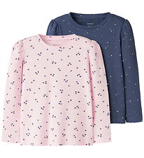 Name It Bluser - 2-pak - Rib - NmfNelia - Rosa/Lilla m. Blomster Name It Bluser - 2-pak - Rib - NmfNelia - Rosa/Lilla m. Blomster