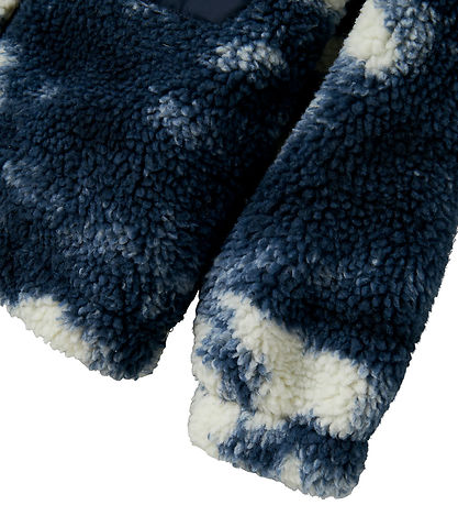 Name It Fleecejakke - Teddy - NkmMilou - Navy Blazer m. Mønster