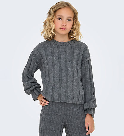 Kids Only Bluse - Strik - KogTessa - Mørkegråmeleret