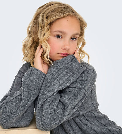 Kids Only Bluse - Strik - KogTessa - Mørkegråmeleret