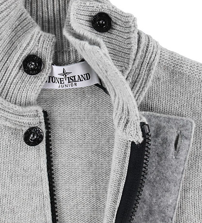Stone Island Cardigan - Uld/Viskose - Gråmeleret