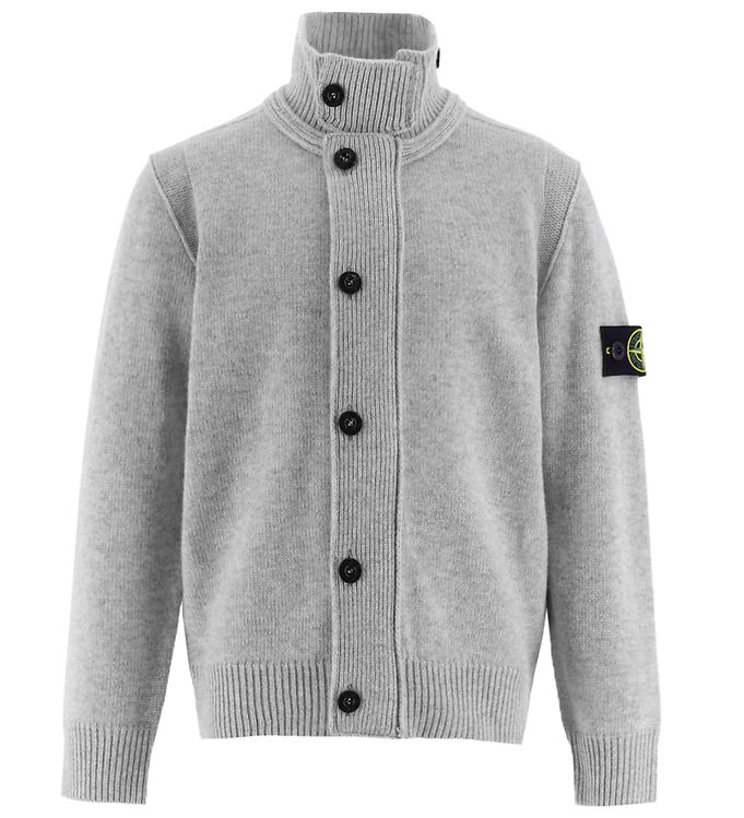 Stone Island Cardigan - Uld/Viskose - Gråmeleret