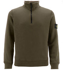 Stone Island Sweatshirt m. Lynlås - Military Green Stone Island Sweatshirt m. Lynlås - Military Green
