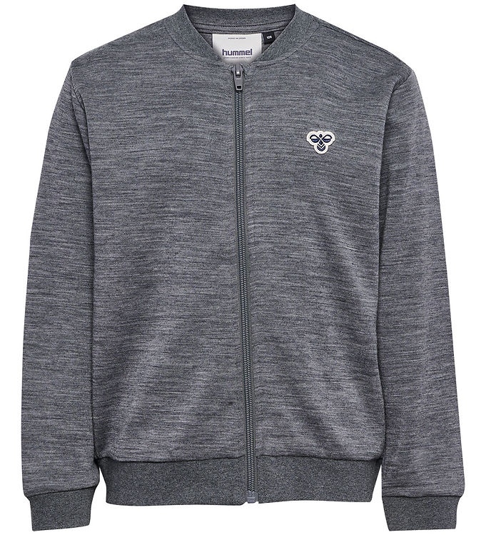 Hummel Cardigan - HmlJr - Uld - Mørkegråmeleret