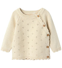 Lil Atelier Bluse - Strik - NbfLaguna - Turtledove m. Hulmønster Lil Atelier Bluse - Strik - NbfLaguna - Turtledove m. Hulmønster