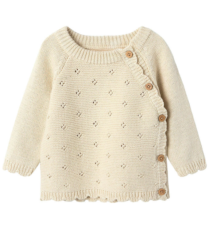 Lil Atelier Bluse - Strik - NbfLaguna - Turtledove m. Hulmønster