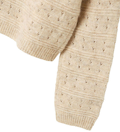 LMTD Bluse - Strik - NlfNamely - Oatmeal m. Hulmønster