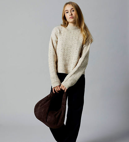 LMTD Bluse - Strik - NlfNamely - Oatmeal m. Hulmønster