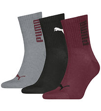 Puma Strømper - Short - 3-pak - Bordeaux/Sort/Grå Puma Strømper - Short - 3-pak - Bordeaux/Sort/Grå