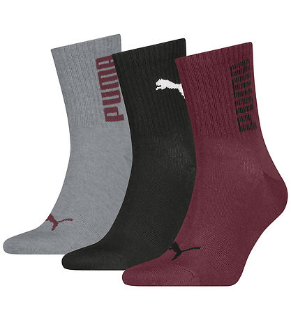 Puma Strømper - Short - 3-pak - Bordeaux/Sort/Grå