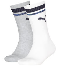 Puma Strømper - Kids Crew - 2-pak - Hvid/Grå/Blå Puma Strømper - Kids Crew - 2-pak - Hvid/Grå/Blå