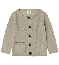 FUB Cardigan - Rib - Strik - Uld - Oat Melange FUB Cardigan - Rib - Strik - Uld - Oat Melange