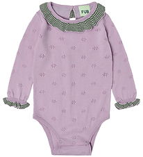 FUB Body l/æ - Ruffle - Strik - Uld - Iris m. Hulmønster FUB Body l/æ - Ruffle - Strik - Uld - Iris m. Hulmønster