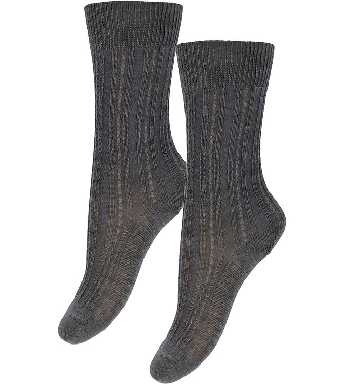 FUB Strømper - Uld - Rib - 2-pak - Dark Beige Melange