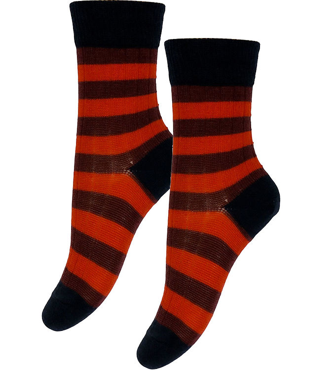 FUB Strømper - Uld - Rib - 2-pak - Dark Navy/Signal Red