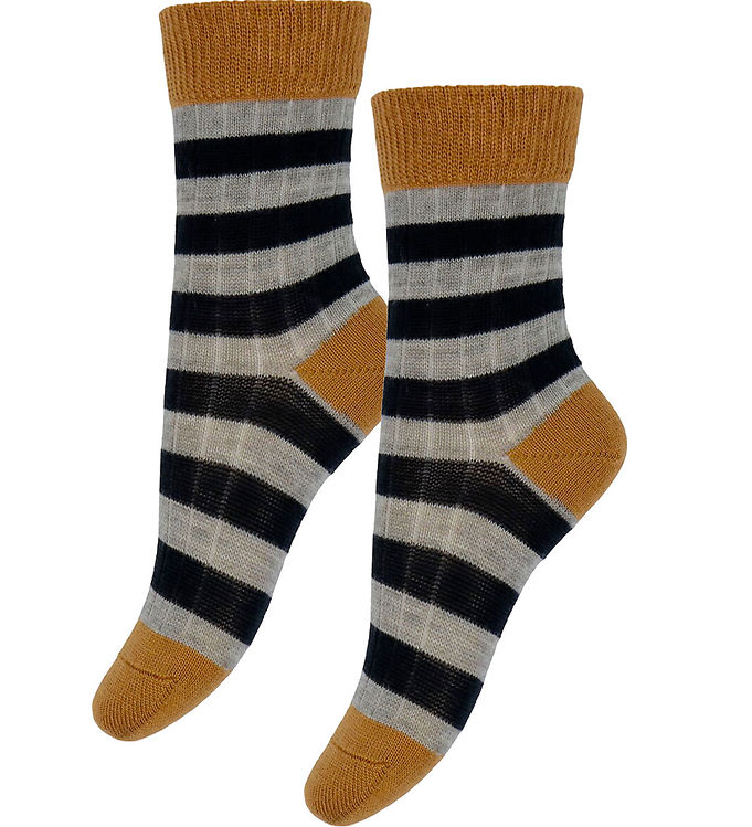 FUB Strømper - Uld - Rib - 2-pak - Burnt Amber/Dark Navy