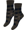 FUB Strømper - Uld - Check - 2-pak - Mocca/Dark Navy FUB Strømper - Uld - Check - 2-pak - Mocca/Dark Navy