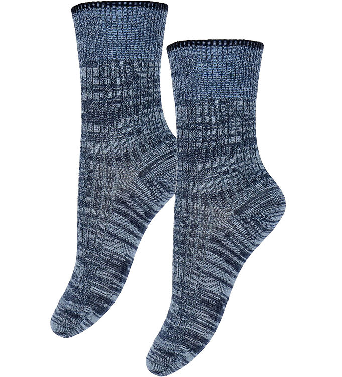 FUB Strømper - Uld - Melange - 2-pak - Aqua/Dark Navy