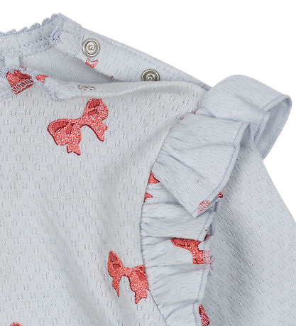Konges Sløjd Body l/æ - Sui - Rosia Blue Bow m. Hulmønster