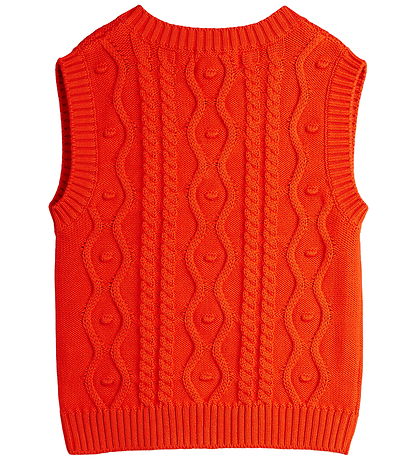 Mini Rodini Vest - Strik - Panda Patch - Rød
