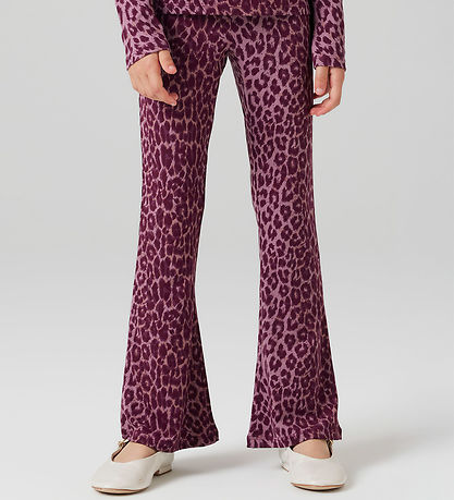 Name It Bukser - NkfNuni - Grape Shake m. Leopardprint