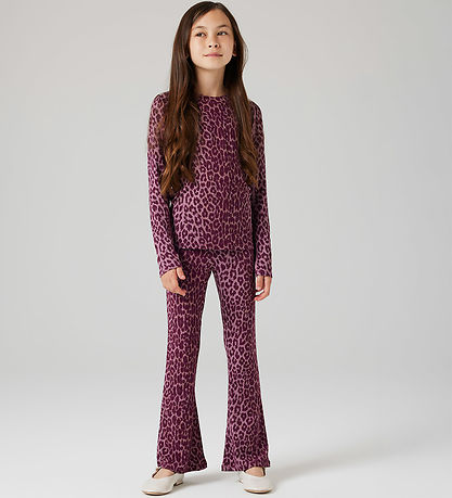Name It Bukser - NkfNuni - Grape Shake m. Leopardprint