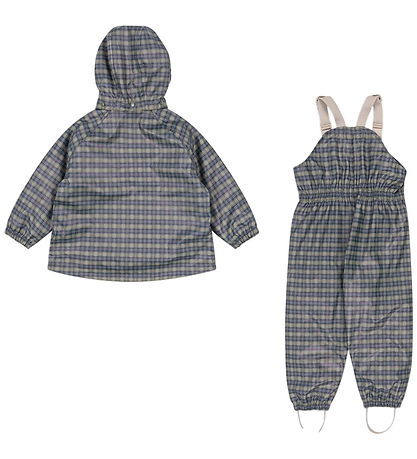 Konges Sløjd Regntøj m. Seler/Fleece - Palme - Laurel Blue Check