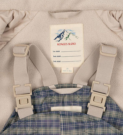 Konges Sløjd Regntøj m. Seler/Fleece - Palme - Laurel Blue Check
