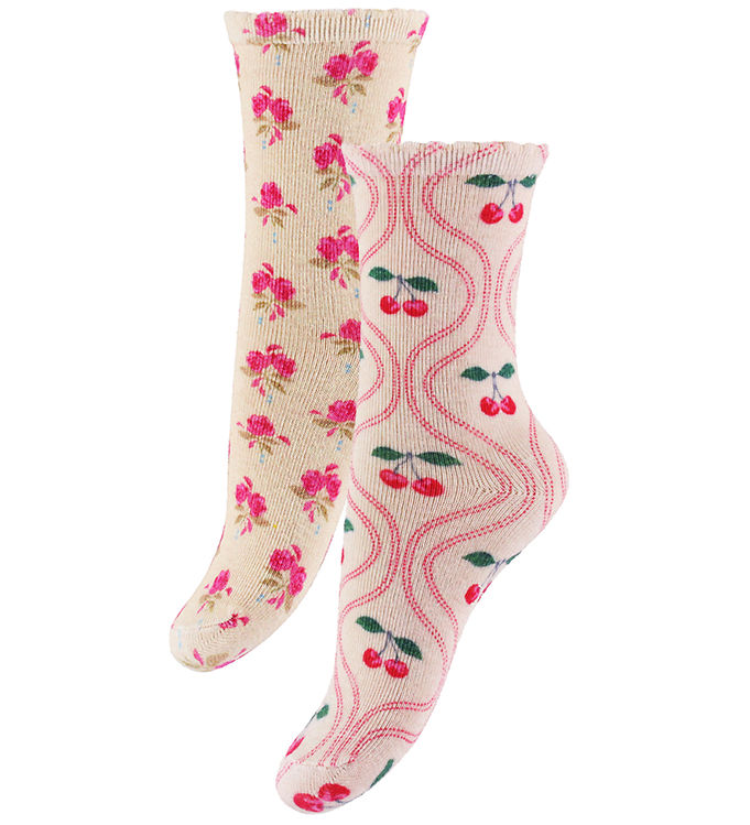 Konges Sløjd Strømper - 2-pak - AOP - Cherry Mix