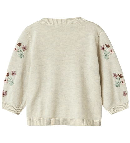 Name It Cardigan - Strik - NbfNussy - Peyote Melange m. Blomster