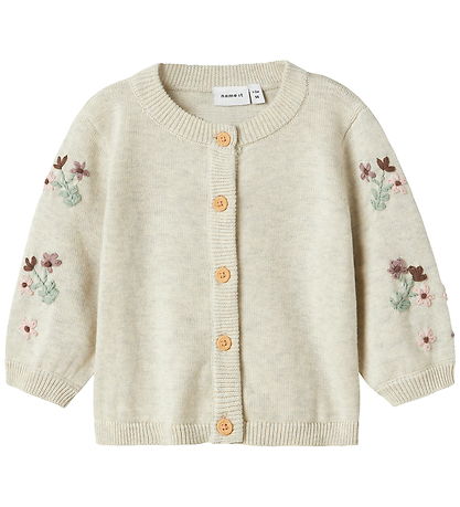 Name It Cardigan - Strik - NbfNussy - Peyote Melange m. Blomster