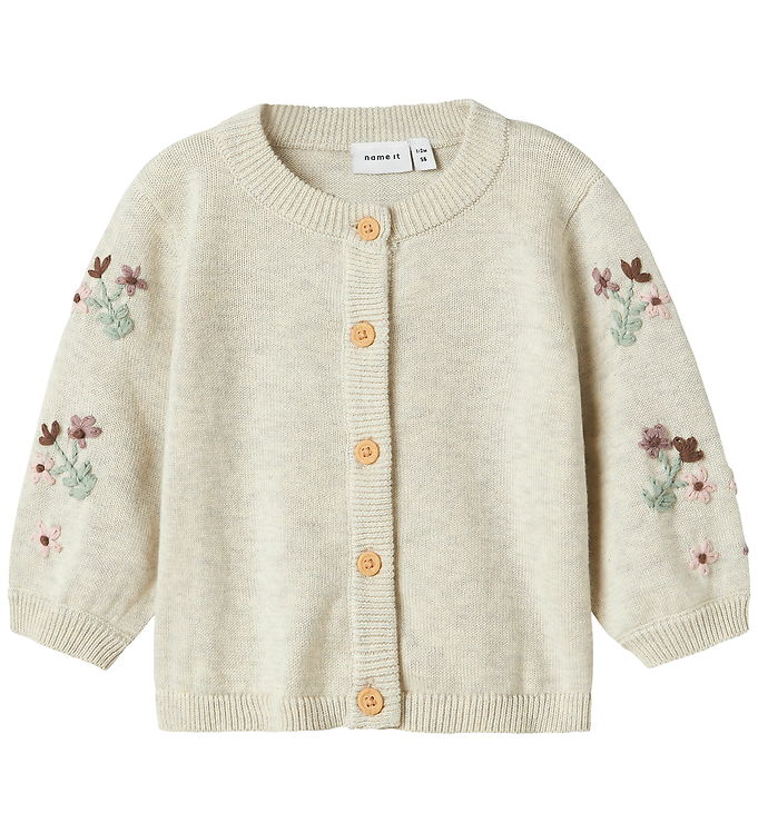 Name It Cardigan - Strik - NbfNussy - Peyote Melange m. Blomster