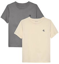 Calvin Klein T-shirts - 2-pak - Monogram - Granite Gray/Whitecap Calvin Klein T-shirts - 2-pak - Monogram - Granite Gray/Whitecap