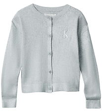 Calvin Klein Cardigan - Strik - Coated - Sølv Calvin Klein Cardigan - Strik - Coated - Sølv