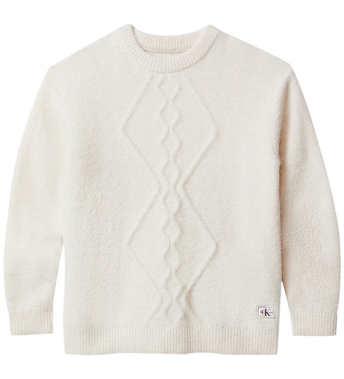 Calvin Klein Bluse - Polyester/Uld - Fluffy - Whitecap Gray