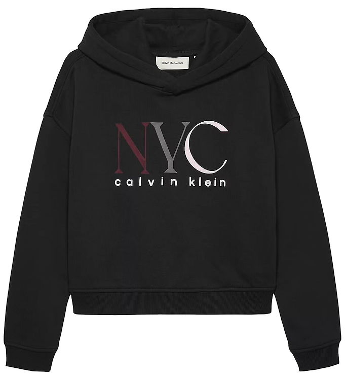 Calvin Klein Hættetrøje - Cropped - NYC Graphic - CK Black