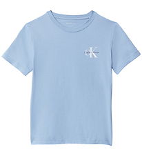 Calvin Klein T-shirt - Chest Monologo - Faded Denim Blue Calvin Klein T-shirt - Chest Monologo - Faded Denim Blue