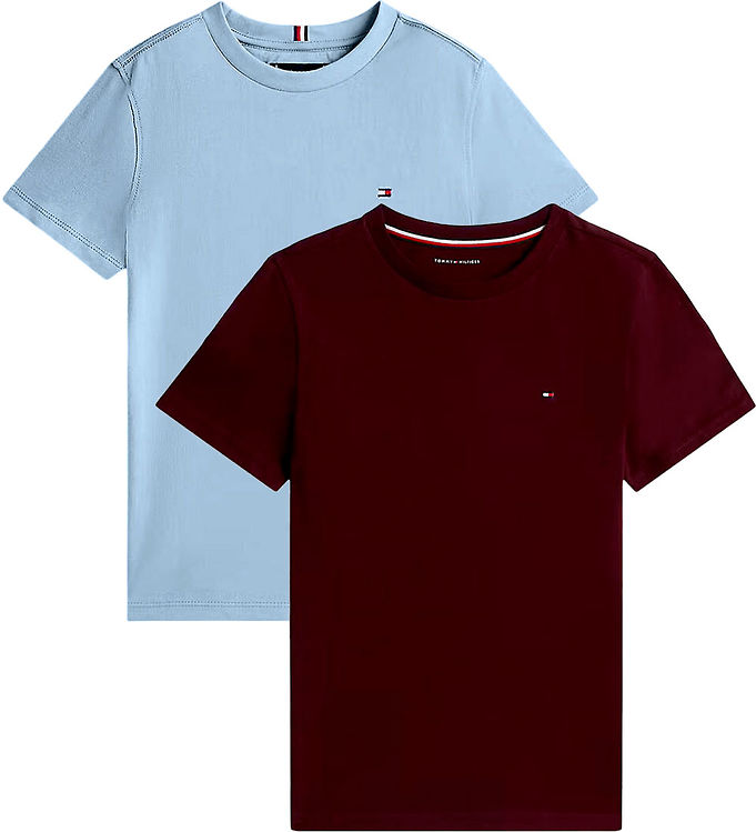 Tommy Hilfiger T-shirt - 2-pak - Deep Rouge/Brisk Blue