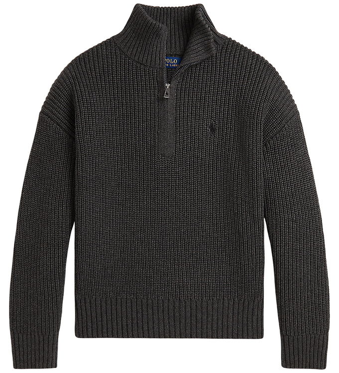Polo Ralph Lauren Bluse m. Lynlås - Strik - Windsor Heather