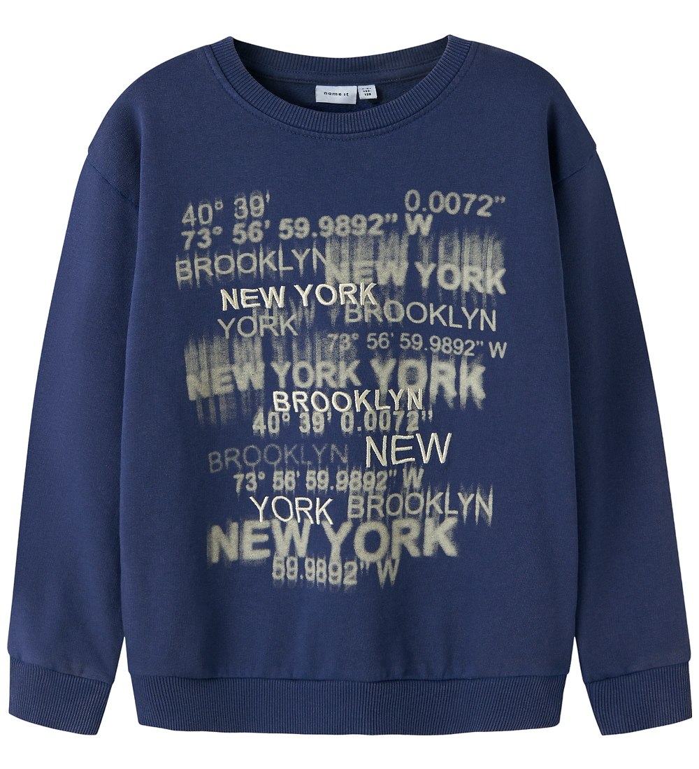 Name It Sweatshirt - NkmNestel - Blaupause m. Print - Name It - 6 Jahre (116) - Sweatshirts