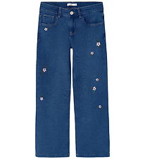 Name It Jeans - NkfRose - Dark Blue Denim m. Blomster Name It Jeans - NkfRose - Dark Blue Denim m. Blomster